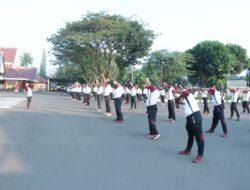 Jaga Kesehatan Personel Polresta Serkot Lakukan Olahraga Bersama