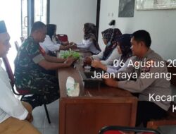 Sinergitas TNI-Polri, Polsek Curug Polresta Serkot dan Posramil Curug Melakukan Kegiatan Sambang dan Silaturahmi di Kantor Kelurahan Kamanisan