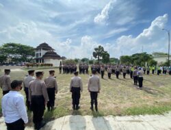 Kabag Ops Polresta Serkot Pimpin Pelaksanaan Apel pengamanan Aksi Unjuk Rasa dan Pendisiplinan Prokes Gabungan Ojol