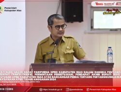BUPATI NIAS SAMPAIKAN PENDAPAT AKHIR TERHADAP PENGAMBILAN KEPUTUSAN BERSAMA RANPERDA TENTANG PERTANGGUNGJAWABAN APBD KABUPATEN NIAS T.A. 2024