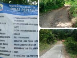 DiDuga Pembngunan rabat beton Jalan Usaha Tani (JUT) Di Desa SindangWangi kecamatan muncang Mangkrak