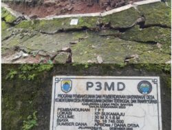 Diduga Dikerjakan Asal-asalan, Dam Jalan di Sukamaju Amblas